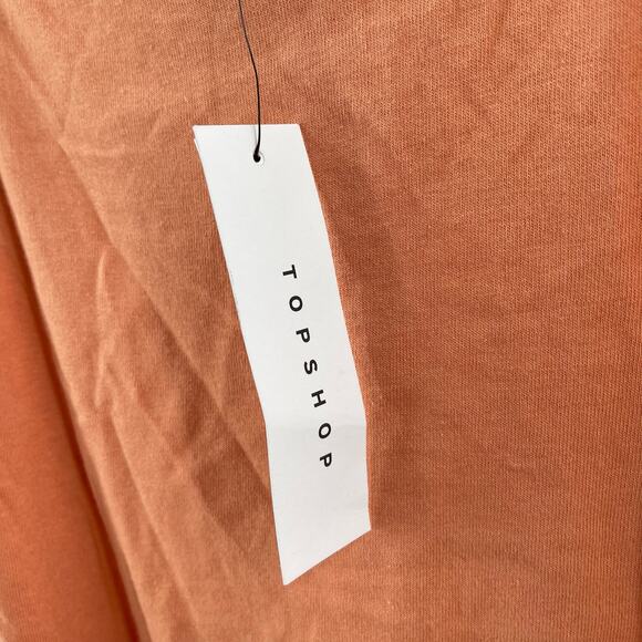 TOPSHOP Dress Size 2 Tiered Poplin Midi Peach Orange Casual Summer Ties NWT - Picture 5 of 13